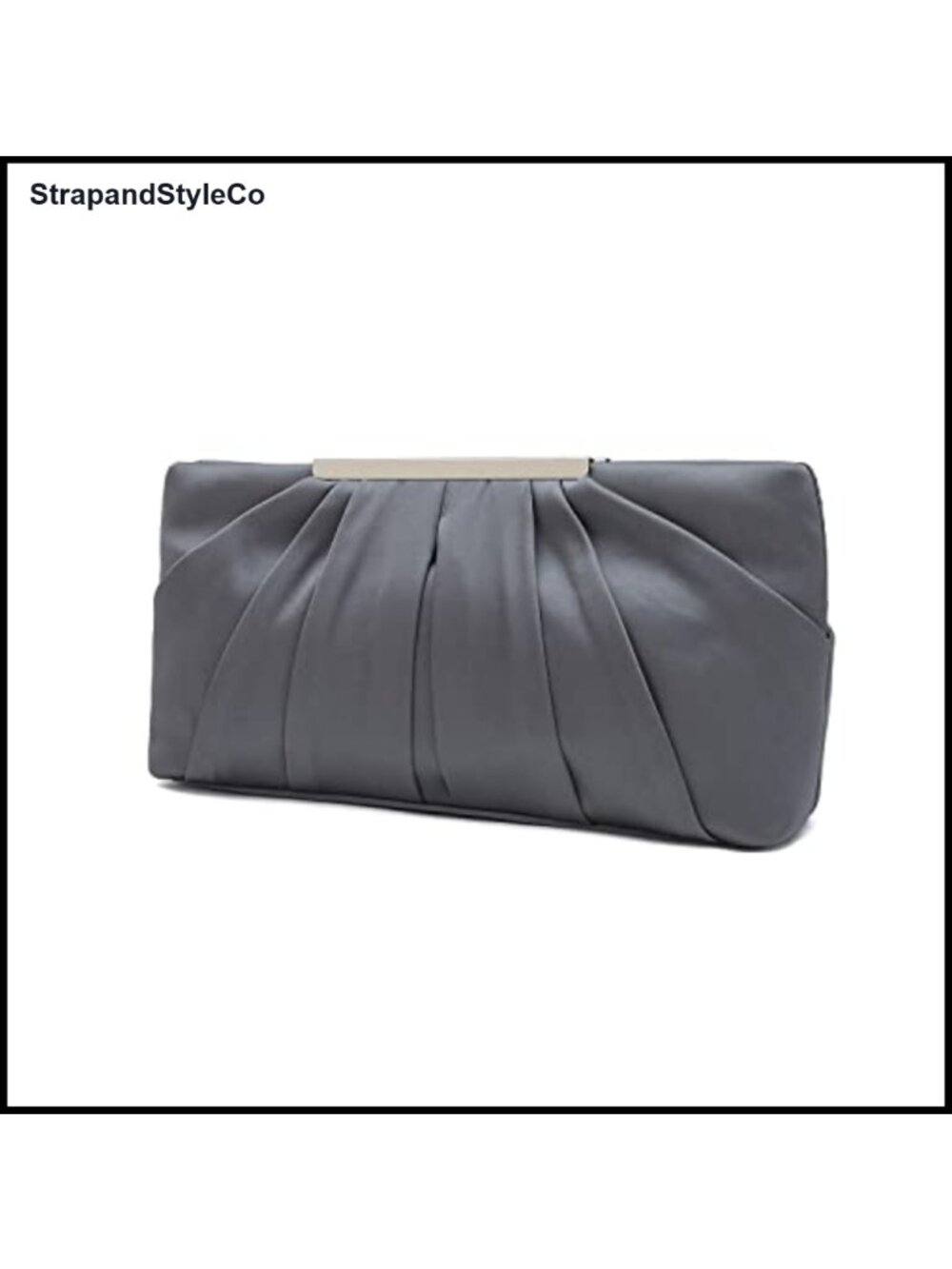 Pleated Satin Evening Clutch Formal Handbag with Chain
